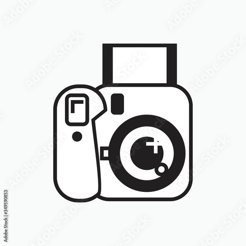 Polaroid camera icon, instant photocamera flat style vector illustration, flat style instant camera illustration, photocamera illustration, instax camera illustration