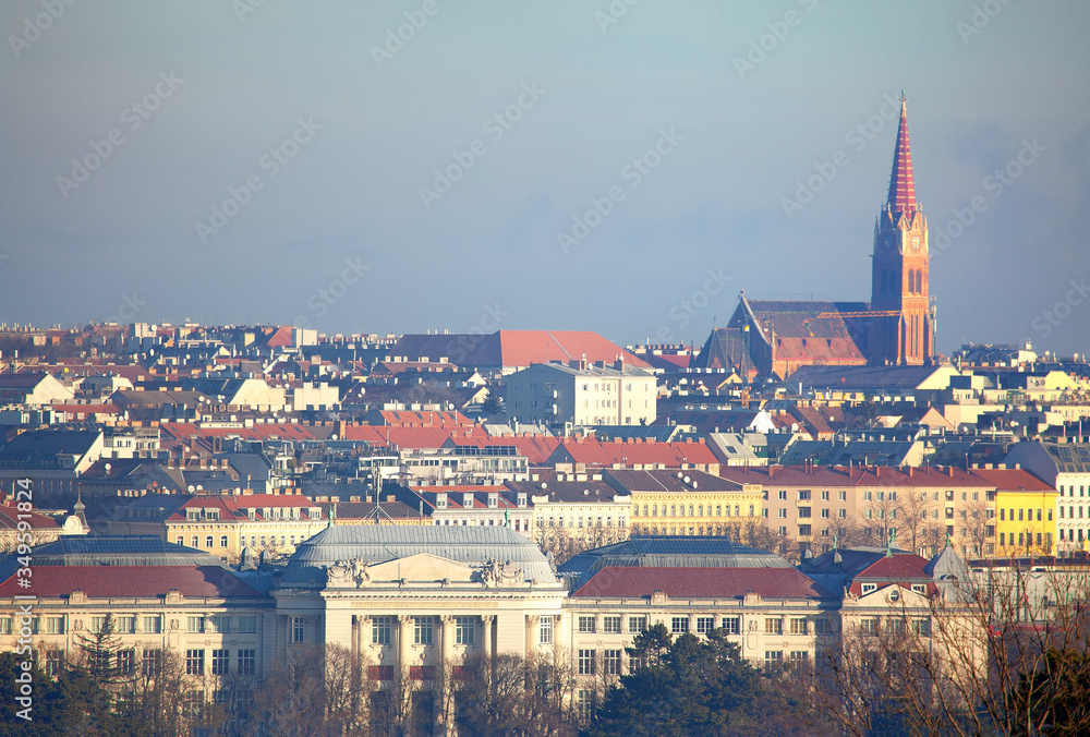 View of Vienna cityscape with Catholic Church