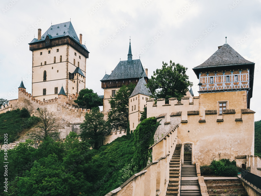 Yard of Karlstejn Castle in Czech Republic, also called Karluv Tyn, the Fortification buildt by Charles IV where the Bohemean and Holy Roman Empire Crown Jewels were kept