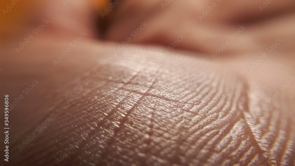 Fototapeta premium Closeup skin hand. Dermatology caucasian background. Macro care skin.