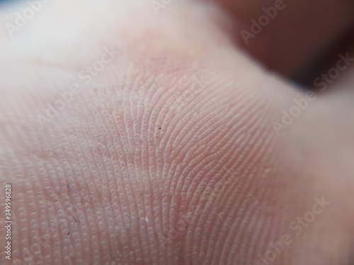 Macro human hand skin. Closeup clean male hand. European person dermatology concept.