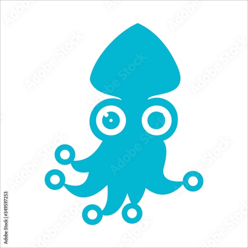 Silhouette Squid. Abstract squid logo designs on white background

