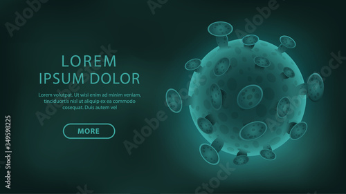Vector web banner. Coronavirus deadly outbreak and coronaviruses influenza background as dangerous flu strain cases as a pandemic medical health risk concept with disease cells. Coronavirus microbe