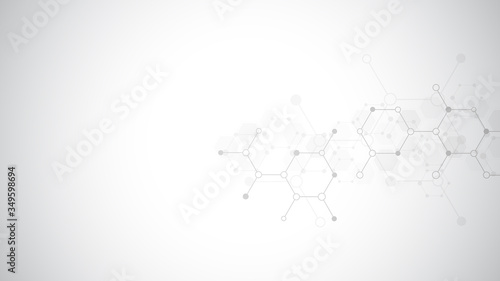 Abstract molecules background. Molecular structures or chemical engineering, genetic research, innovation technology. Scientific, technical or medical concept.