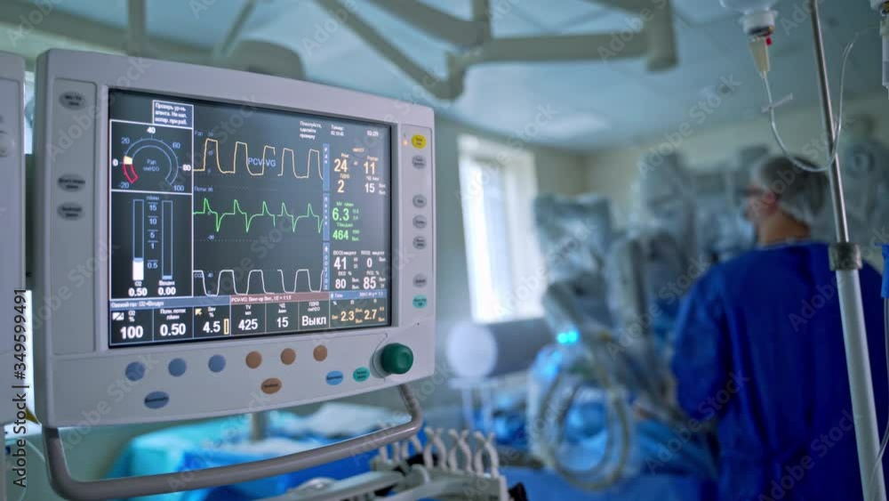 Screen of a monitor showing vital signs of a patient. Health monitor in intensive care unit show normal vital signs of a patient. Health care concept. Screen of a monitor showing vital signs of a patient. Health monitor in intensive care unit show normal vital signs of a patient. Health care concept.