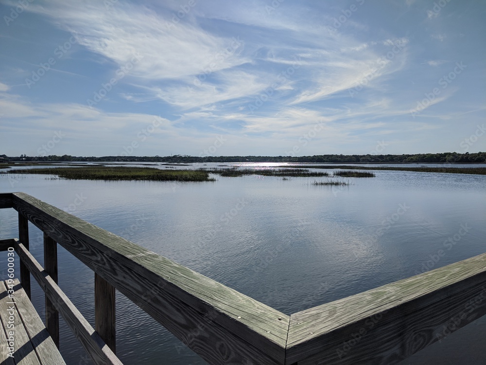 Marsh views with water and clouds