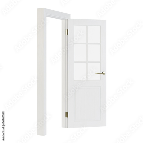 Wooden door isolated on white background. 3D rendering.