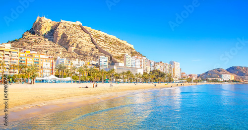 Fotografering Postiguet beach and coastline in Alicante, Spain