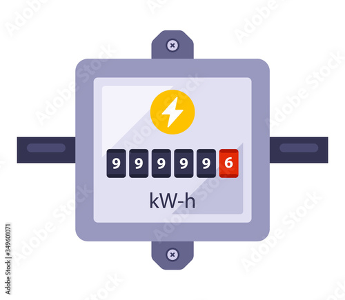 electricity meter to record energy consumption. flat vector illustration