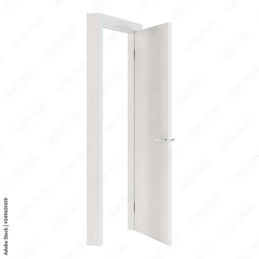 Wooden door isolated on white background. 3D rendering. Wooden door isolated on white background. 3D rendering.