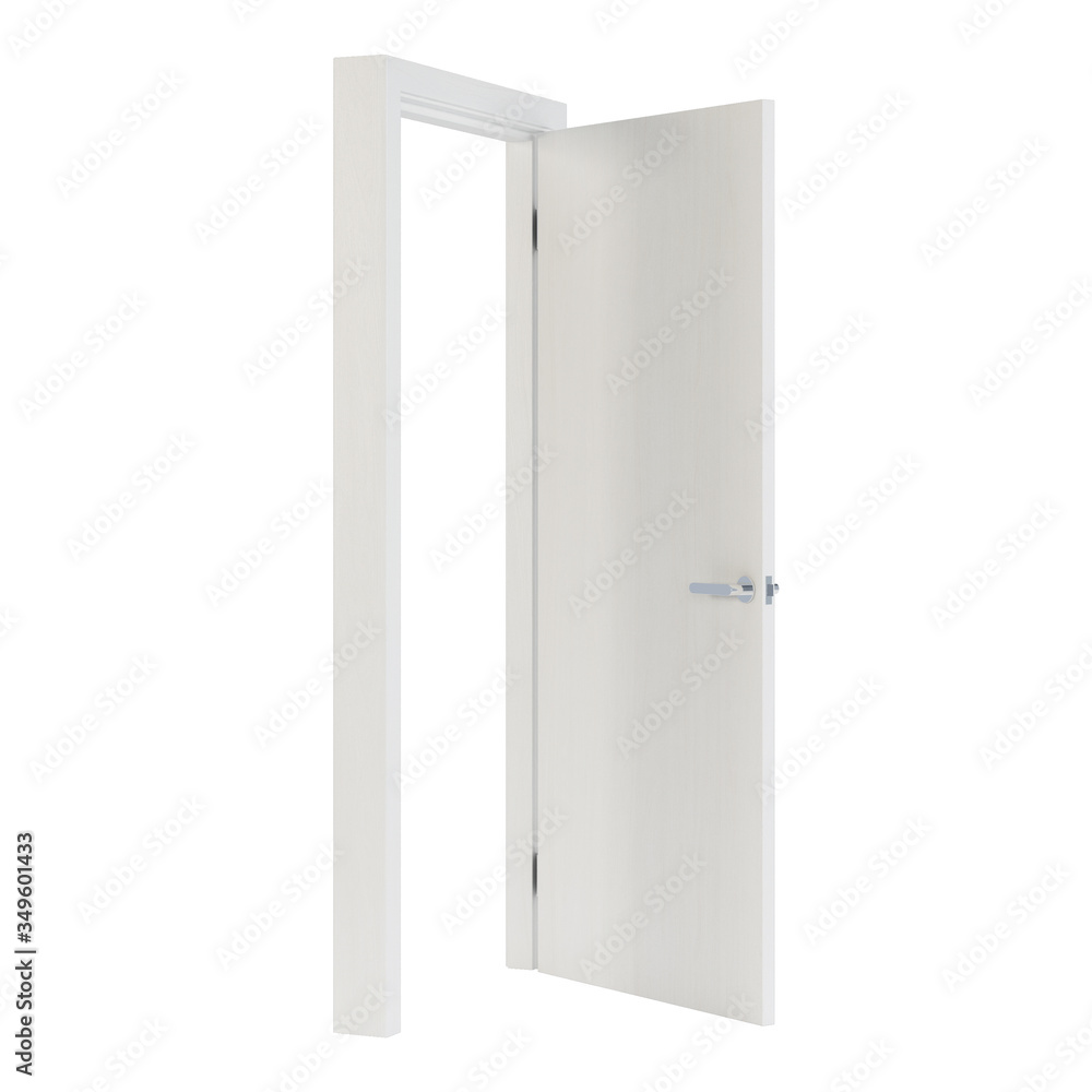 Wooden door isolated on white background. 3D rendering. Wooden door isolated on white background. 3D rendering.