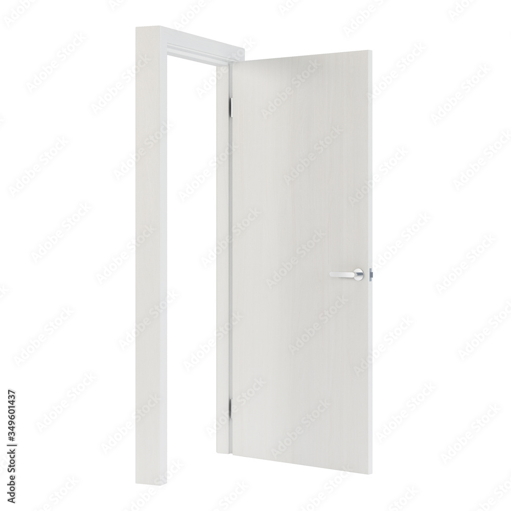 Wooden door isolated on white background. 3D rendering. Wooden door isolated on white background. 3D rendering.