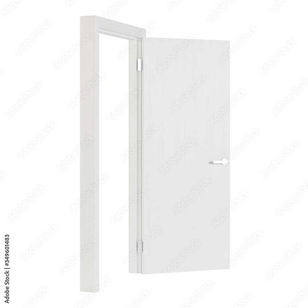 Wooden door isolated on white background. 3D rendering. Wooden door isolated on white background. 3D rendering.