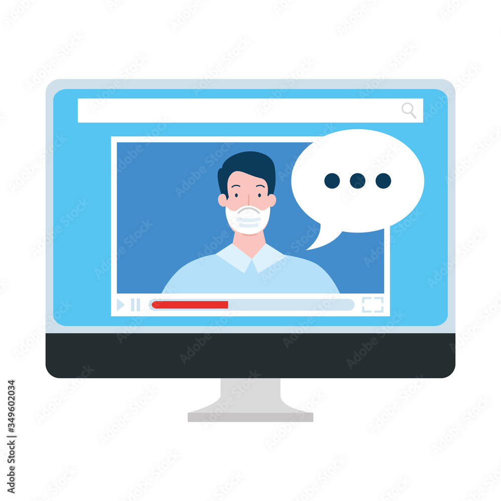 man using face mask in computer vector illustration design man using face mask in computer vector illustration design