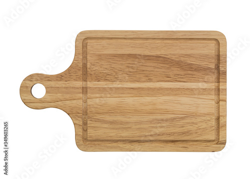 Natural wooden cutting board isolated on white background