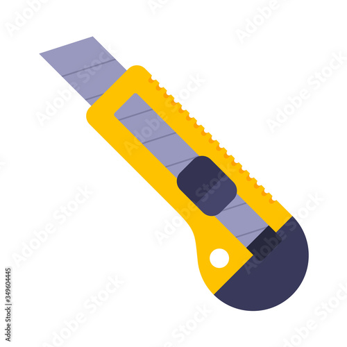 yellow clerical cutter on a white background. flat vector illustration.