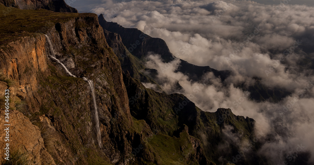 Tugela falls, Drakensburg, second highest waterfall in the world, taken from the top of the amphitheater