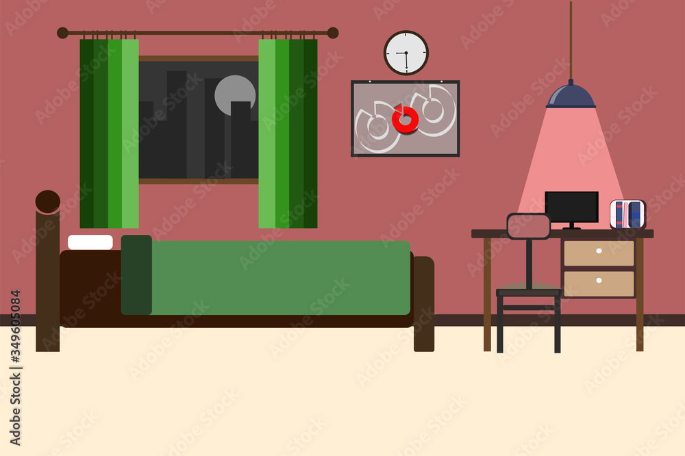 Fototapeta premium Modern bedroom interior design with a simple and elegant workspace