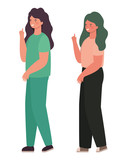 Female doctor and woman avatar vector design