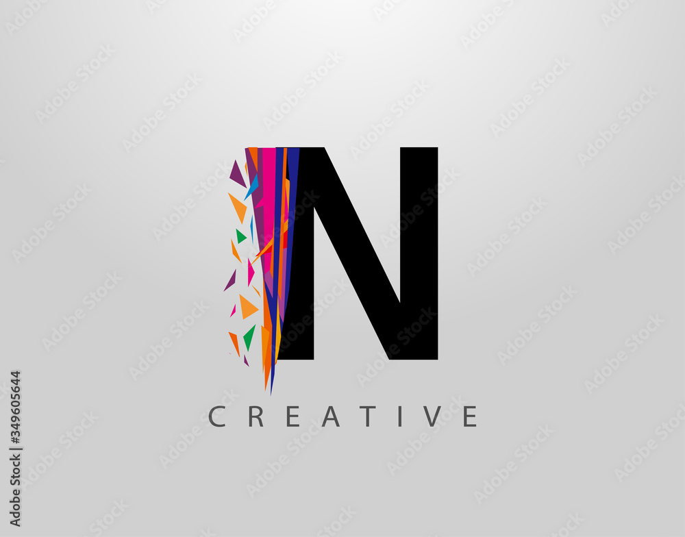 Creative Letter N Logo. Mosaic Abstract N letter design, made of various Strips shapes in color. Creative Letter N Logo. Mosaic Abstract N letter design, made of various Strips shapes in color.
