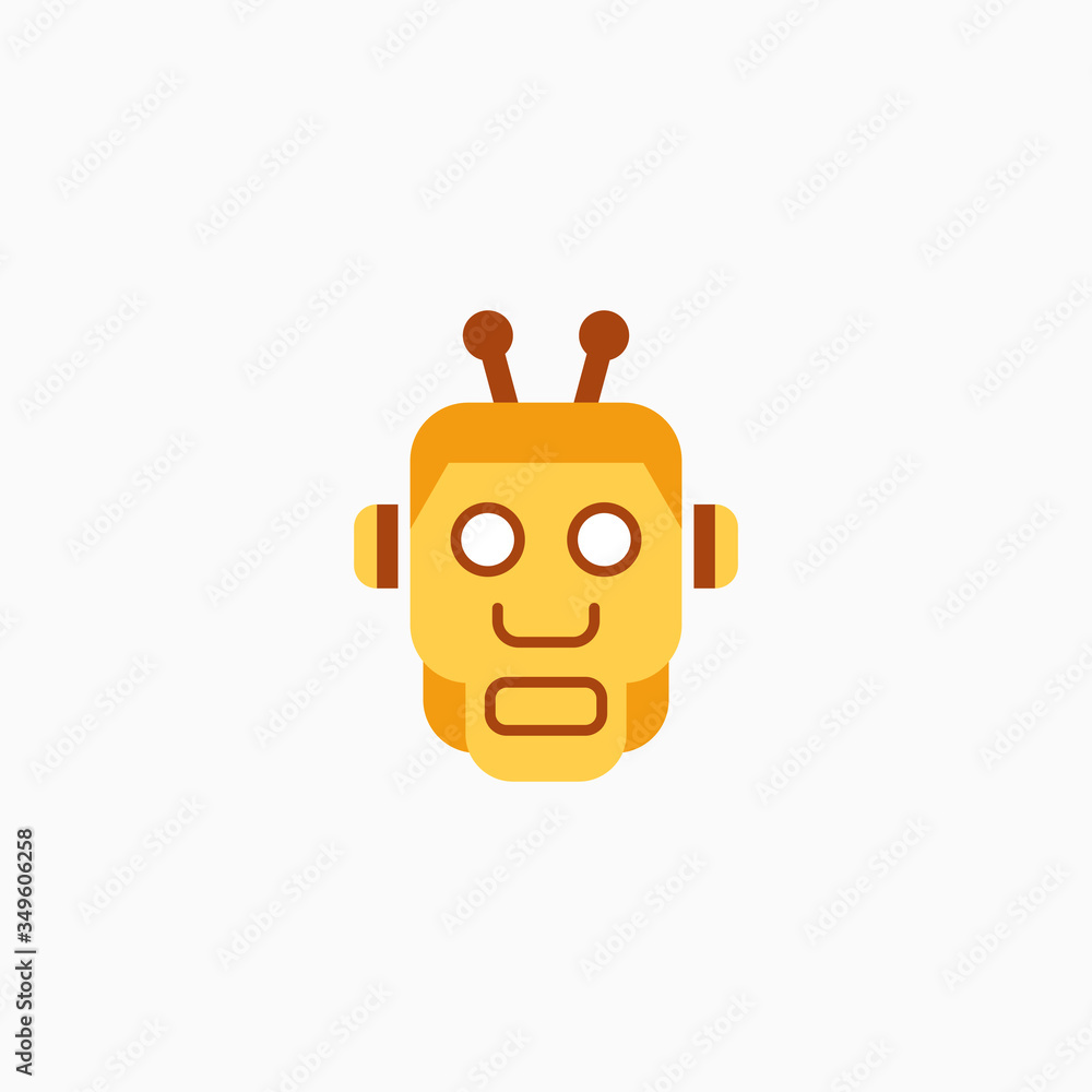 Robot head icon. Vector AI technology concept symbol or design element in flat style.