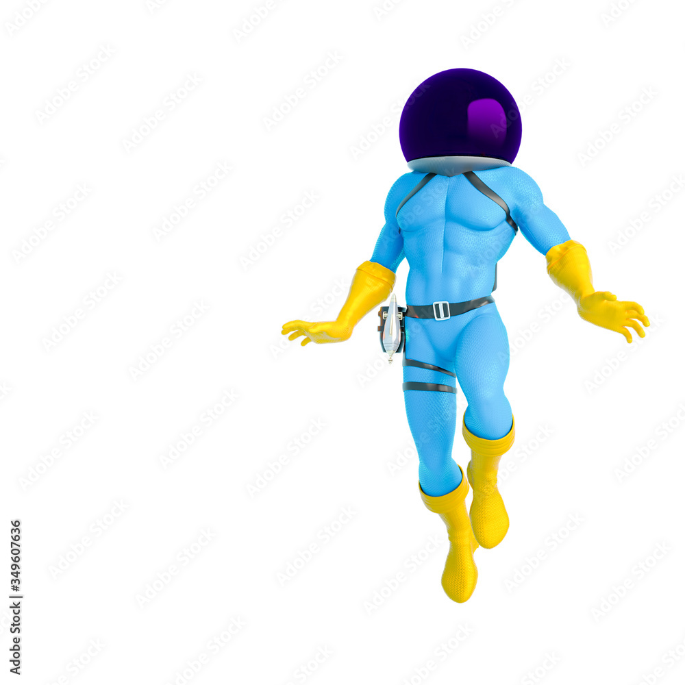 astronaut retro is floating near to land in white background astronaut retro is floating near to land in white background