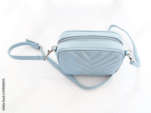 small blue bag on a white background
