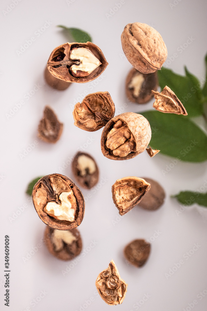 walnuts levitate over the table walnuts levitate over the table