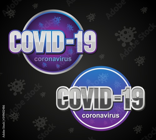 Silver grey shiny vector logo of the virus. Icon with the name for the presentation design
