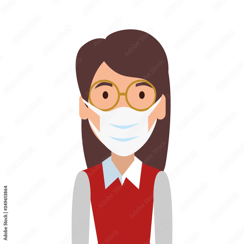 woman using face mask with eyeglasses isolated icon vector illustration design woman using face mask with eyeglasses isolated icon vector illustration design