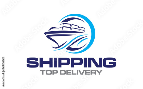 Illustration logistics and ship express delivery logo design