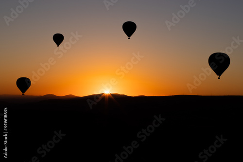 Cappadocia sunrise. View from hot air balloon