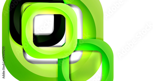 Square geometric vector abstract background, dynamic modern minimal template. Multicolored square shapes with round corners overlapping each other