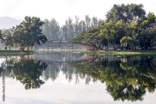 Landscape lake view on morning in Yala city, Thailand.