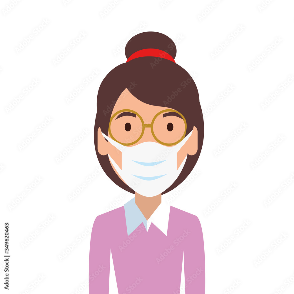 woman using face mask with eyeglasses isolated icon vector illustration design woman using face mask with eyeglasses isolated icon vector illustration design