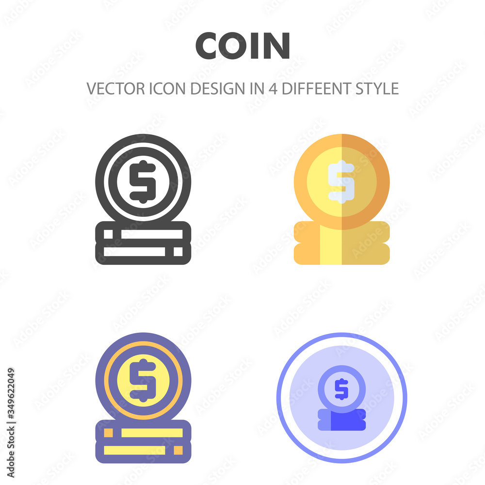 coin icon design in 4 different style. Icon design for your web site design, logo, app, UI. Vector graphics illustration and editable stroke. EPS 10. coin icon design in 4 different style. Icon design for your web site design, logo, app, UI. Vector graphics illustration and editable stroke. EPS 10.