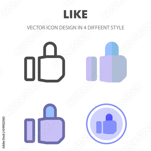 like icon design in 4 different style. Icon design for your web site design, logo, app, UI. Vector graphics illustration and editable stroke. EPS 10.