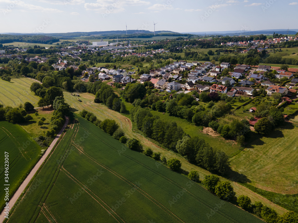 Beautiful farmlands from above - rural scenery - aerial photography by drone
