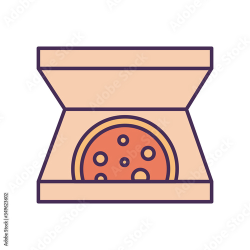 Pizza inside box line and fill style icon vector design