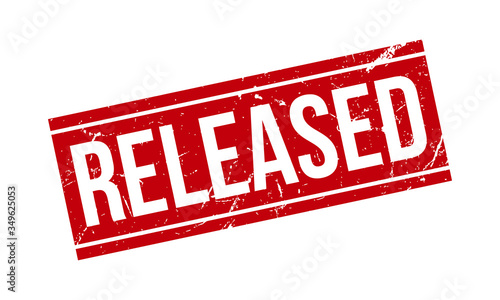 Released Rubber Stamp. Red Released Rubber Grunge Stamp Seal Vector Illustration