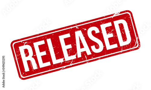 Released Rubber Stamp. Red Released Rubber Grunge Stamp Seal Vector Illustration