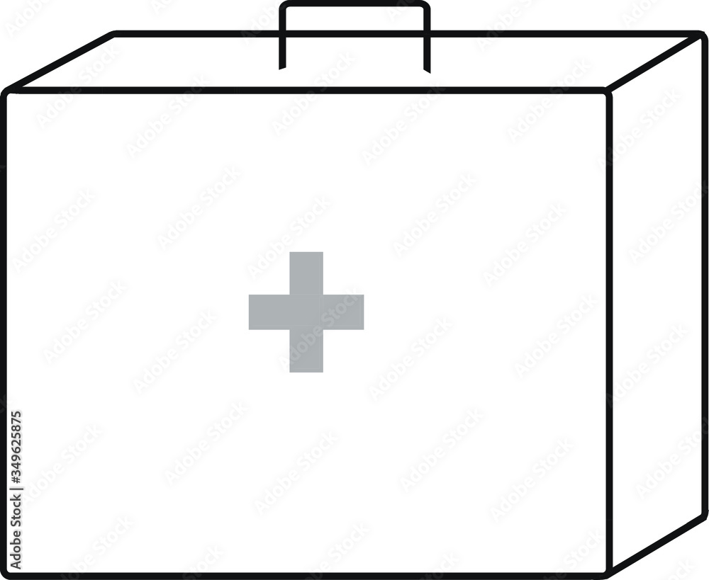Obraz premium Single medical box on a white background, hand drawing. Isolated. For print, card, site, poster.