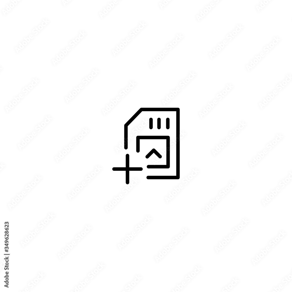 SIM card add icon. Inserting gsm card sign. Line icon design. SIM card add icon. Inserting gsm card sign. Line icon design.