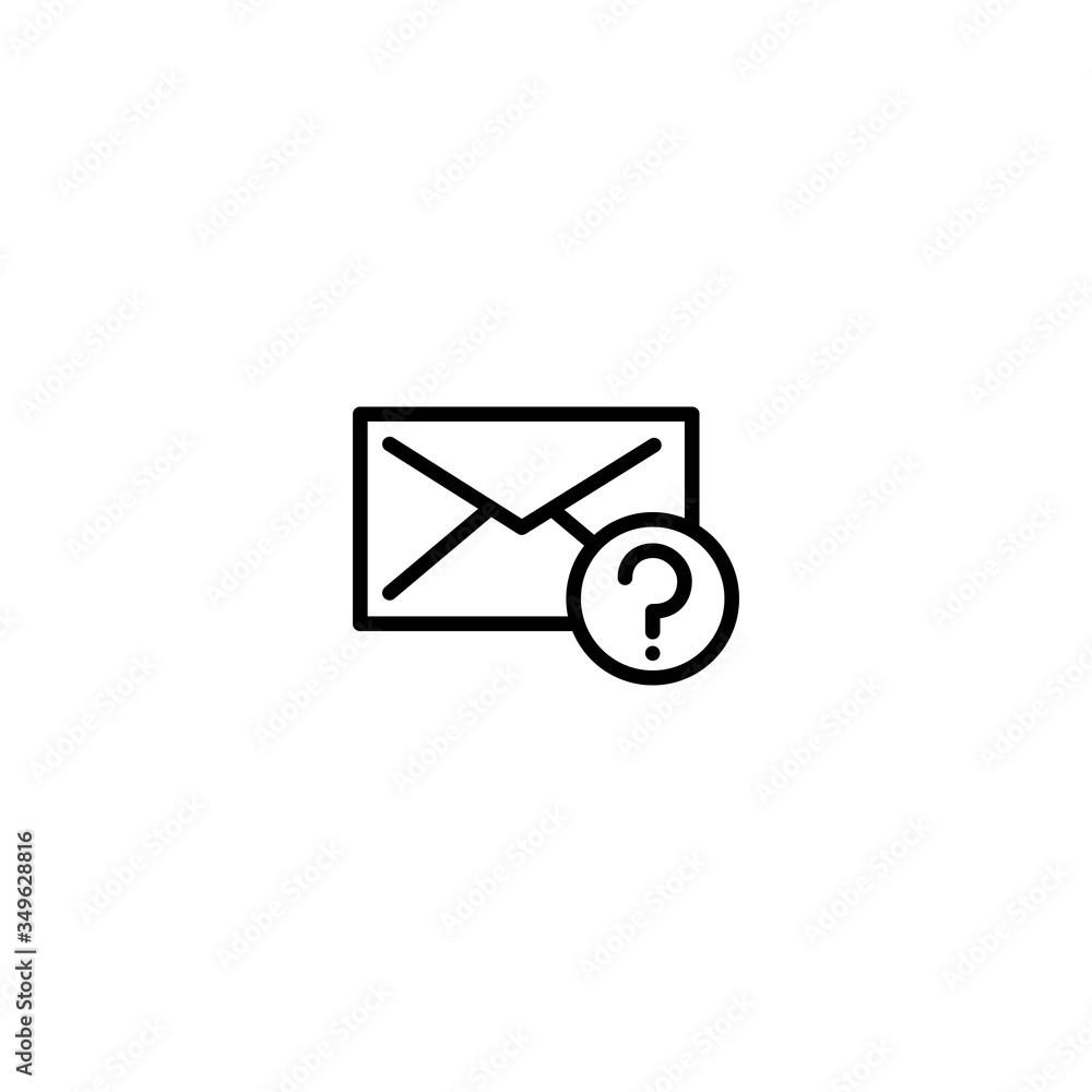 Envelope with question mark symbol. Faq, asking for info sign. Line icon design. Envelope with question mark symbol. Faq, asking for info sign. Line icon design.