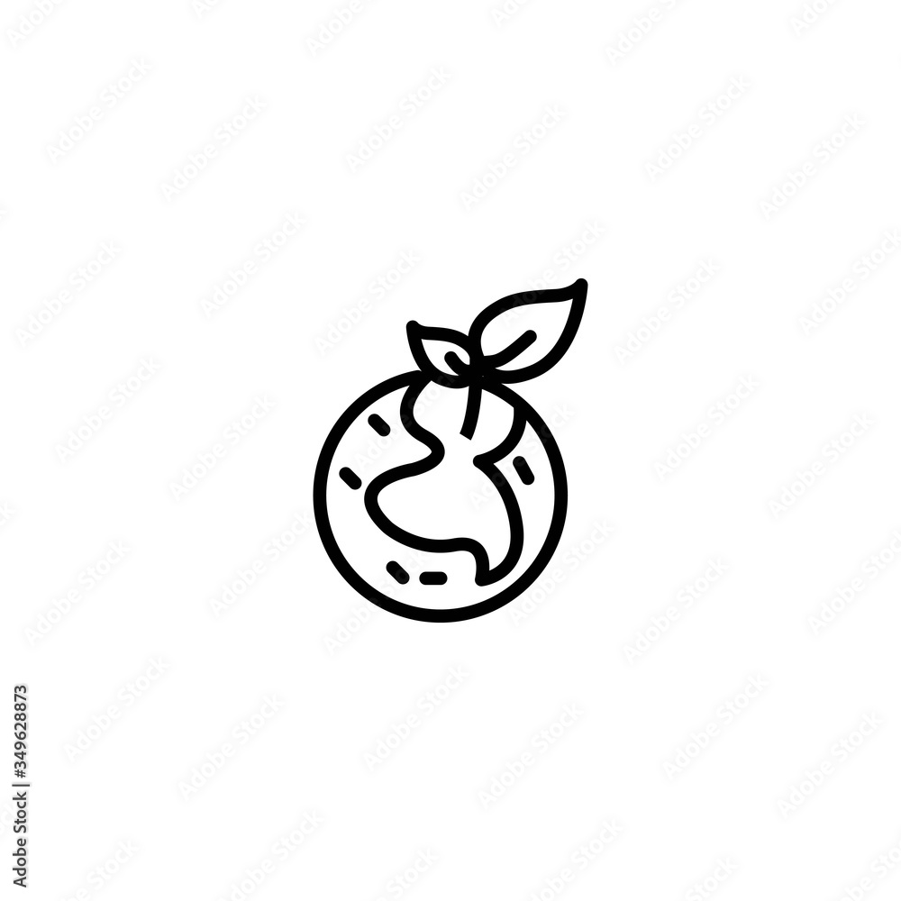 Green Earth planet icon. The globe with green leaves. Sustainable nature sign. Ecology concept. Protecting environment symbol for perfect web and mobile design. Green Earth planet icon. The globe with green leaves. Sustainable nature sign. Ecology concept. Protecting environment symbol for perfect web and mobile design.
