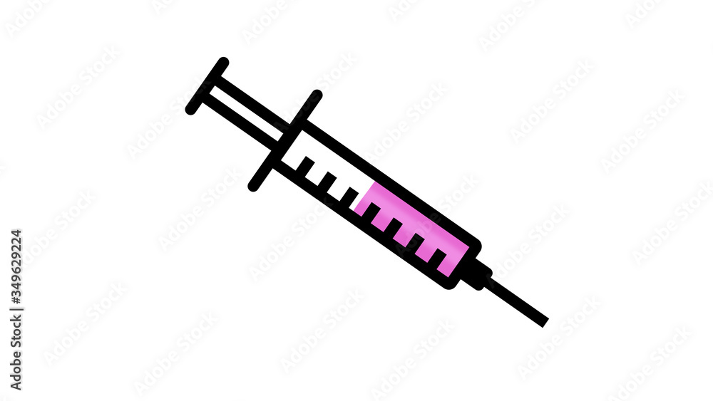 Medical needle or syringe icon, injection for a coronavirus vaccination pink Medical needle or syringe icon, injection for a coronavirus vaccination pink