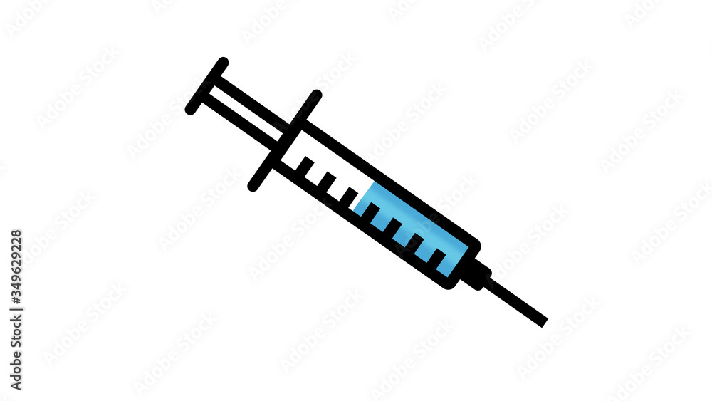 Medical needle or syringe icon, injection for a coronavirus vaccination blue Medical needle or syringe icon, injection for a coronavirus vaccination blue