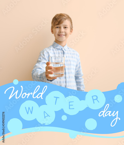 Cute little boy with glass ...