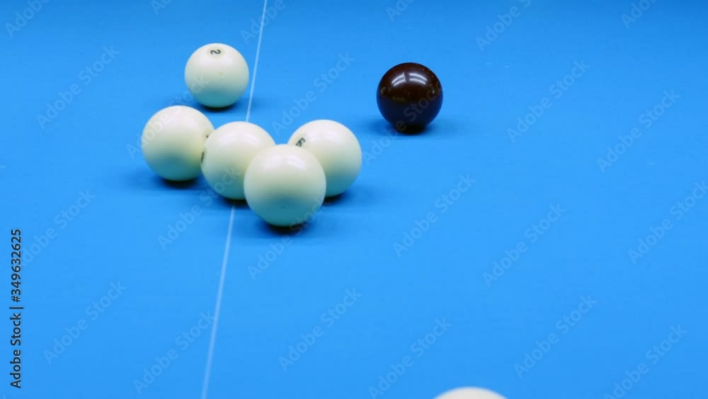 Billiards, the first blow, breaking the pyramid. 4K Billiards, the first blow, breaking the pyramid. 4K