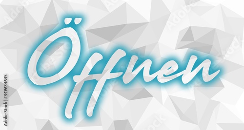 inscription open to Low Poly in German